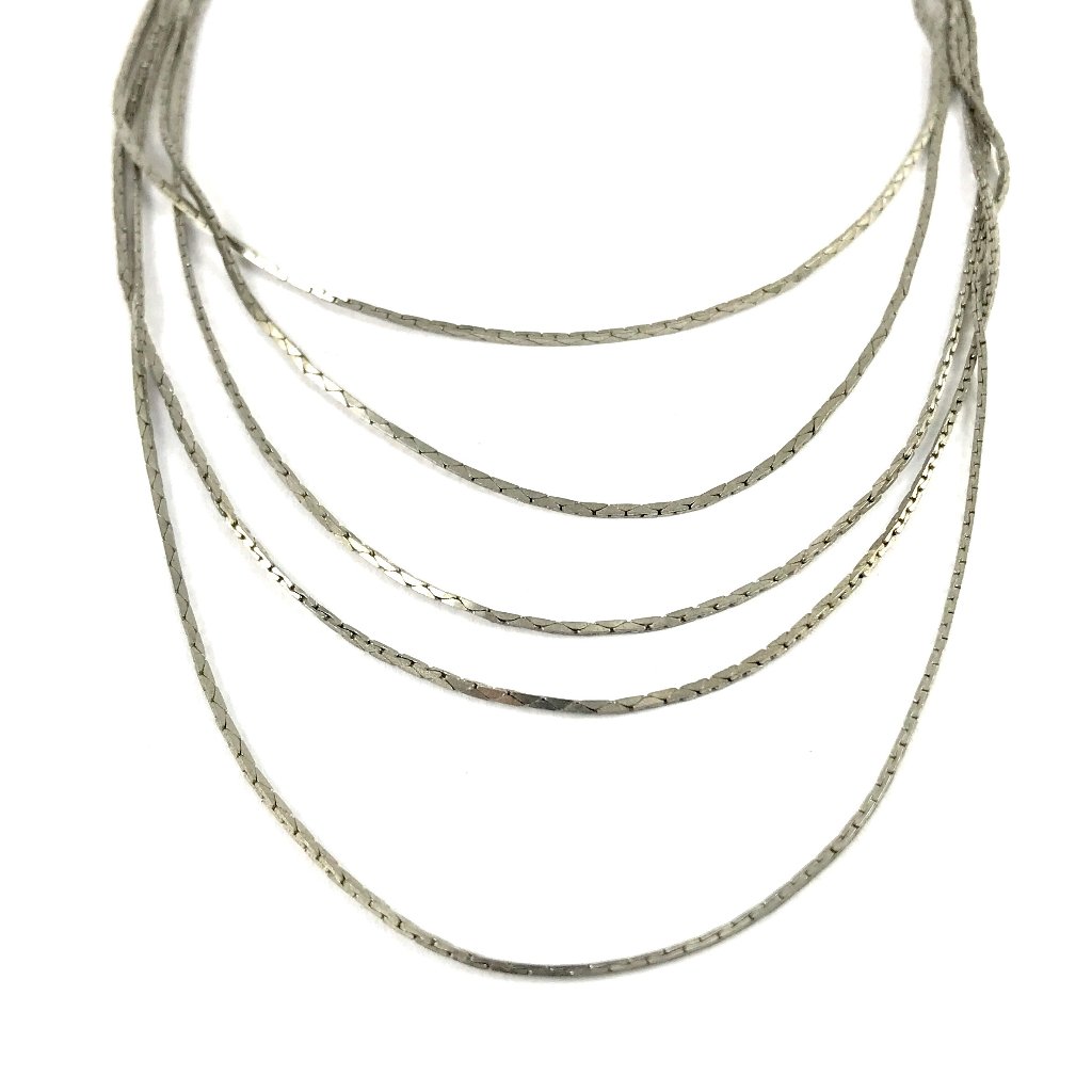 Pretty Multi Strand Silver Tone Necklace - 22 Inches